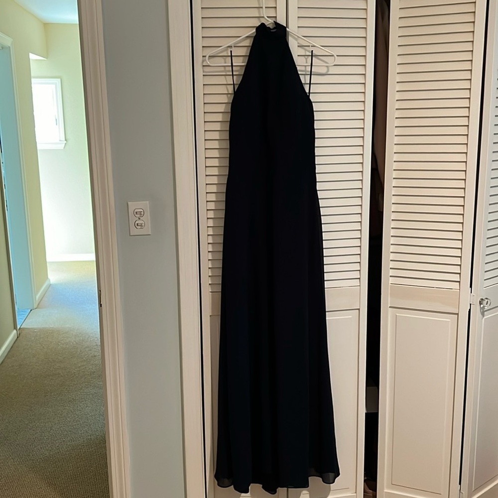 Bridesmaids Navy Chiffon Halter Dress
